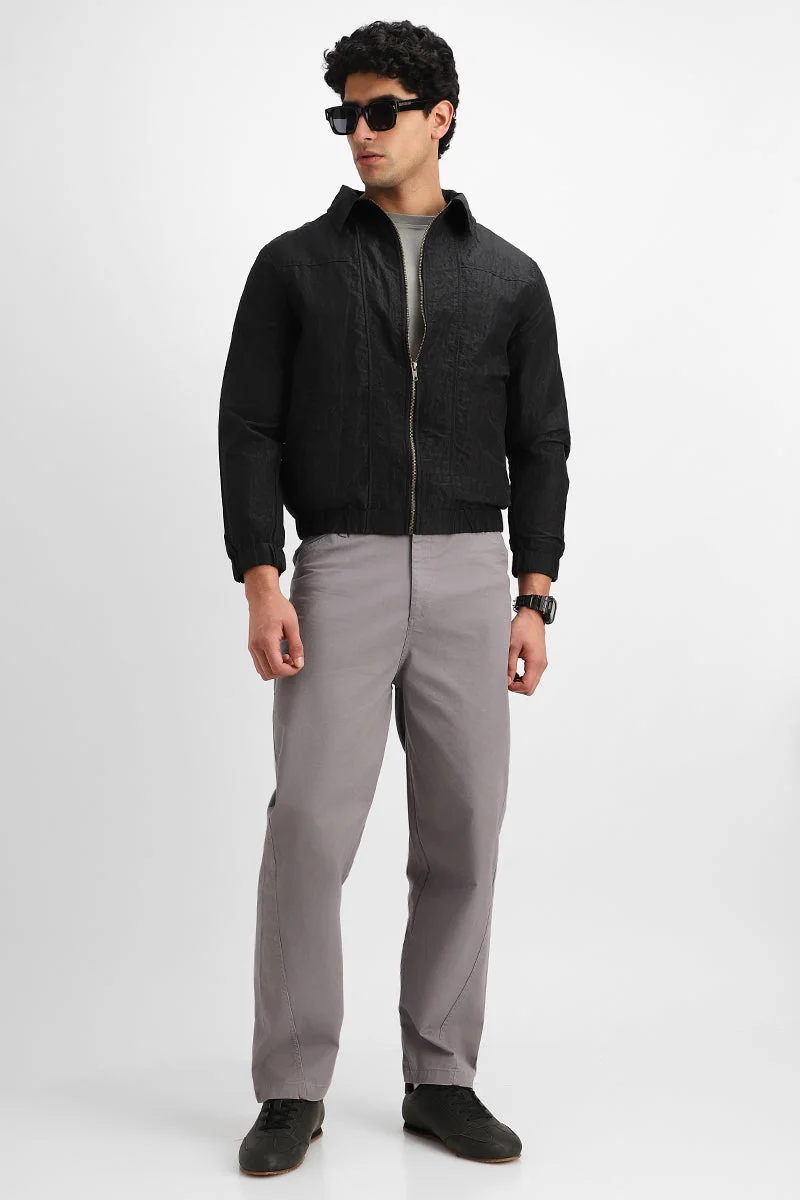 SNITCH Black Textured Bomber Jacket for Men | Best Price UAE